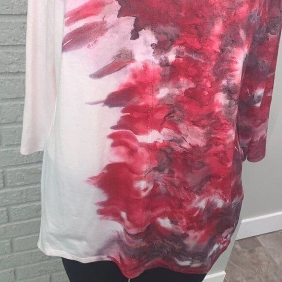 One World Women Tie Dye V-Neck Live and Let Live Long Sleeve Tunic Top Size L - Picture 4 of 10